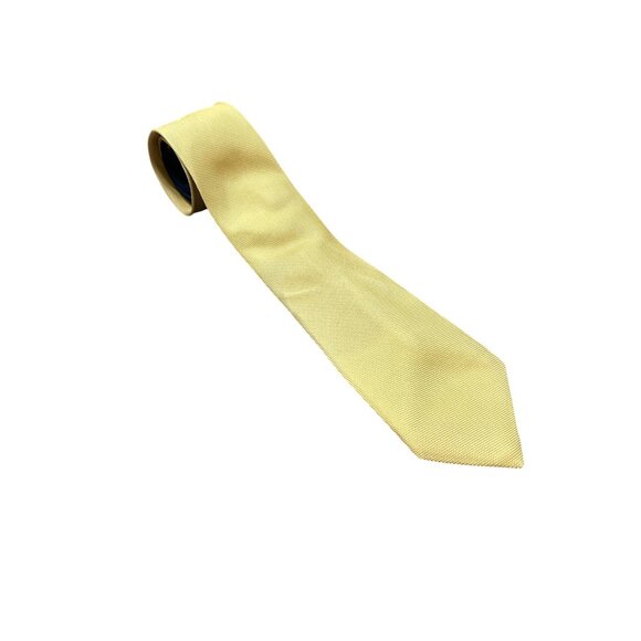 Tommy Hilfiger Silk Necktie Yellow One Size Adjustable Fit Career Professional - Picture 1 of 8